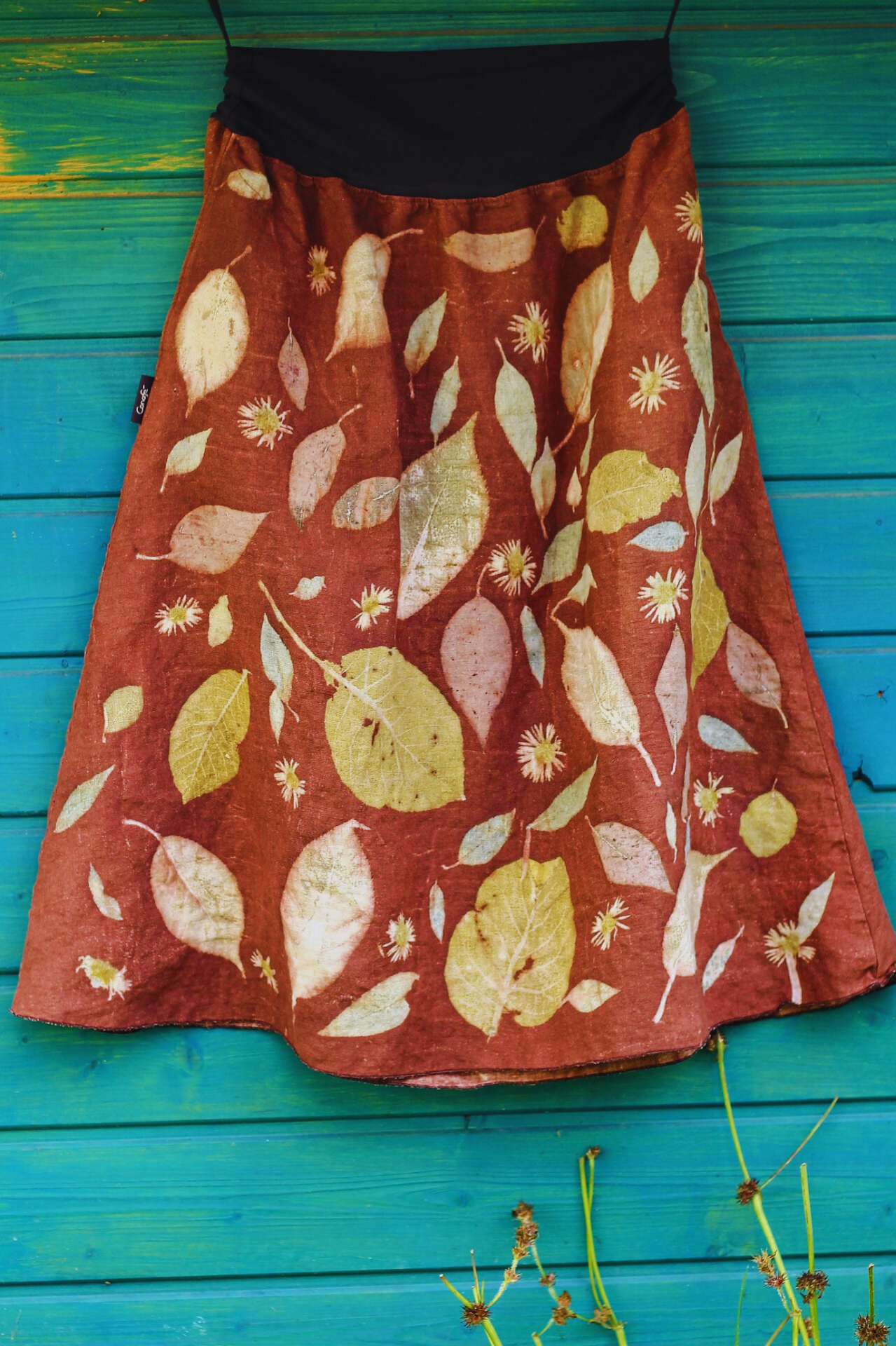 Canafé: Lněná ecoprint sukně Flower